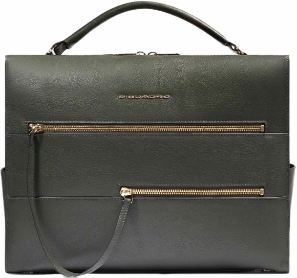 Деловая сумка Piquadro Patricia CA6774W140/VE с отделением для ноутбука 14" зеленая натур.кожа