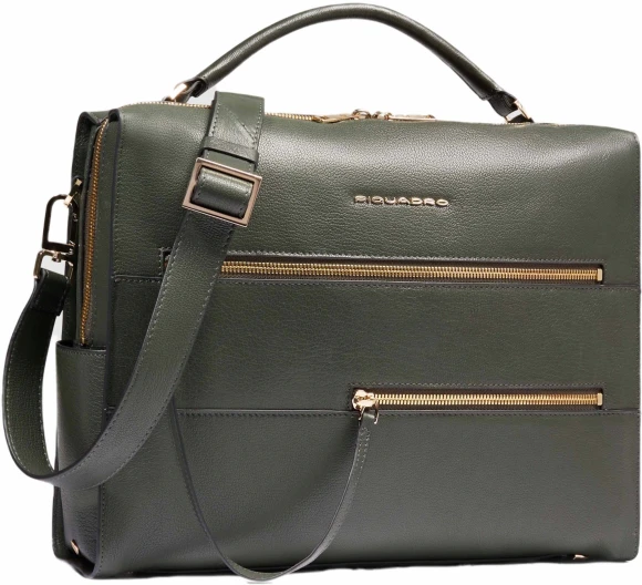 Деловая сумка Piquadro Patricia CA6774W140/VE с отделением для ноутбука 14" зеленая натур.кожа
