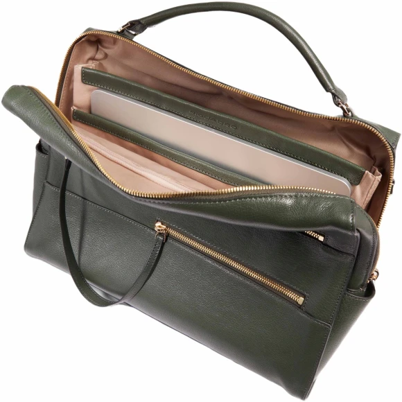 Деловая сумка Piquadro Patricia CA6774W140/VE с отделением для ноутбука 14" зеленая натур.кожа