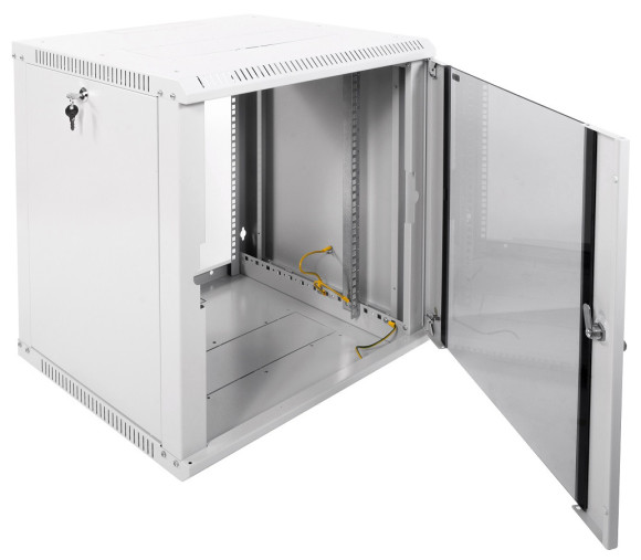 Шкаф коммутационный ЦМО ШРН-ЭКОНОМ (ШРН-Э-12.500) настенный 12U 600x520мм пер.дв.стекл 75кг серый 470мм 20.2кг 180град. 608мм