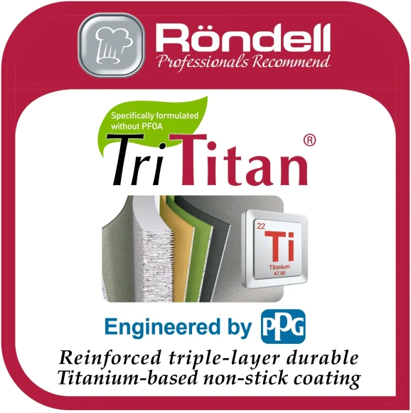 Сковорода-гриль Rondell Craft RDA-1485 квадратная 28см покрытие: TriTitan ручка несъемная (без крышки) черный