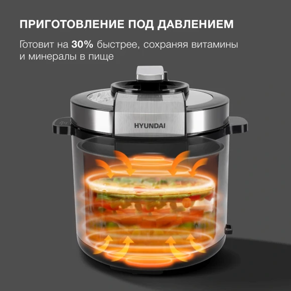 Мультиварка-скороварка Hyundai HYMC-2406 6л 1000Вт серебристый/черный Мультиварка-скороварка Hyundai HYMC-2406 6л 1000Вт серебристый/черный
