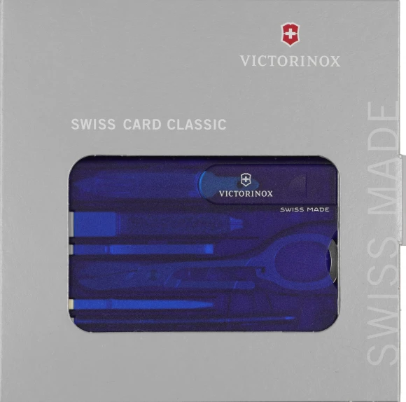 Швейцарская карта Victorinox SwissCard Classic (0.7122.T2) синий полупрозрачный коробка подарочная