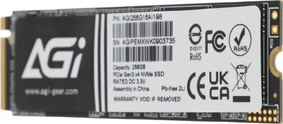 Накопитель SSD AGi PCIe 3.0 x4 256GB AGI256G16AI198 AI198 M.2 2280 OEM