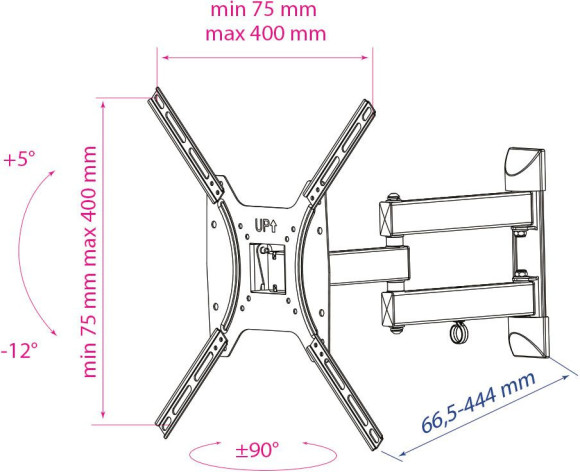 Кронштейн для телевизора Kromax OPTIMA-404 черный 15"-55" макс.35кг настенный поворотно-выдвижной и наклонный Кронштейн для телевизора Kromax OPTIMA-404 черный 15"-55" макс.35кг настенный поворотно-выдвижной и наклонный