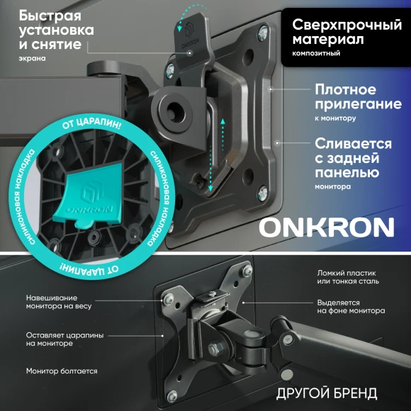 Кронштейн для мониторов Onkron D421E черный 13"-32" макс.32кг настольный поворот и наклон