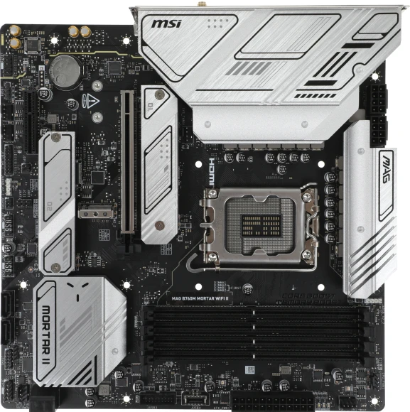 Материнская плата MSI MAG B760M MORTAR WIFI II Soc-1700 Intel B760 4xDDR5 mATX AC`97 8ch(7.1) 2.5Gg+HDMI+DP