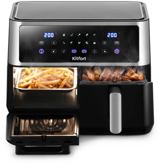 Аэрогриль Kitfort КТ-2256 2850Вт черный/серебристый