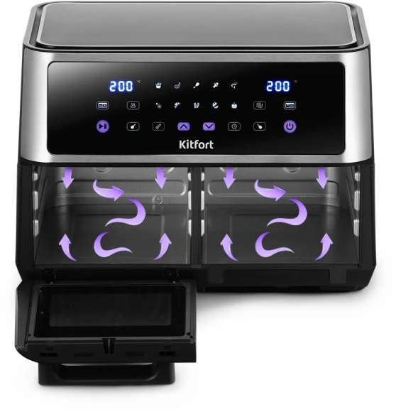 Аэрогриль Kitfort КТ-2256 2850Вт черный/серебристый