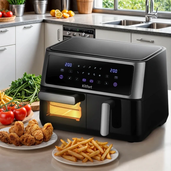 Аэрогриль Kitfort КТ-2256 2850Вт черный/серебристый