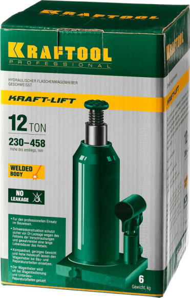 Домкрат Kraftool Kraft-Lift 43462-12_z01 бутылочный гидравлический зеленый