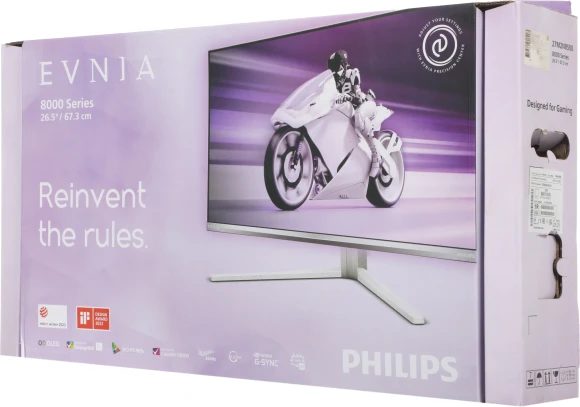 Монитор Philips 26.5" Evnia Gaming 27M2N8500 белый QD OLED LED 16:9 HDMI M/M матовая HAS Piv 1500000:1 250cd 178гр/178гр 2560x1440 360Hz G-Sync FreeSync DP 2K USB 7.35кг