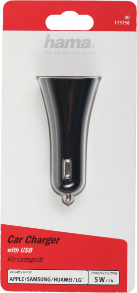 Автомобильное зар./устр. Hama H-173756 5W 1A 2xUSB универсальное черный (00173756)