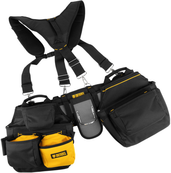 Пояс для инструментов Denzel 90290 10л 20карм. черный/желтый Пояс для инструментов Denzel 90290 10л 20карм. черный/желтый