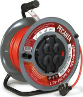 Удлинитель силовой Ресанта СУ-3х2,5КГ-50/3 (61/118/10) 3x2.5кв.мм 4розет. 50м КГ 16A метал.катушка красный