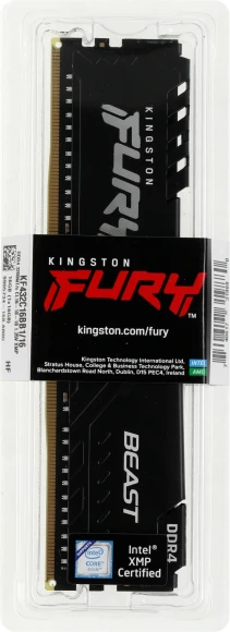 Память DDR4 16Gb 3200MHz Kingston KF432C16BB1/16 Fury Beast Black RTL Gaming PC4-25600 CL16 DIMM 288-pin 1.35В dual rank с радиатором Ret