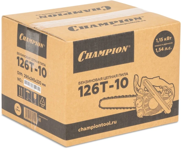Бензопила Champion 126T-10 1150Вт 1.54л.с. дл.шины:10" (25cm) Бензопила Champion 126T-10 1150Вт 1.54л.с. дл.шины:10" (25cm)