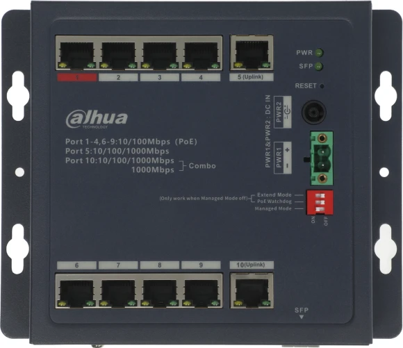 Коммутатор Dahua DH-CHS4110-8ET-90-F (L2) 8x100Мбит/с 1x1Гбит/с 1xКомбо(1000BASE-T/SFP) 8PoE 90W управляемый Коммутатор Dahua DH-CHS4110-8ET-90-F (L2) 8x100Мбит/с 1x1Гбит/с 1xКомбо(1000BASE-T/SFP) 8PoE 90W управляемый