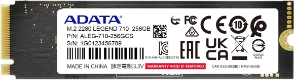 Накопитель SSD A-Data PCIe 3.0 x4 256GB ALEG-710-256GCS Legend 710 M.2 2280 Накопитель SSD A-Data PCIe 3.0 x4 256GB ALEG-710-256GCS Legend 710 M.2 2280