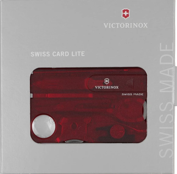 Швейцарская карта Victorinox SwissCard Lite (0.7300.T) красный полупрозрачный коробка подарочная