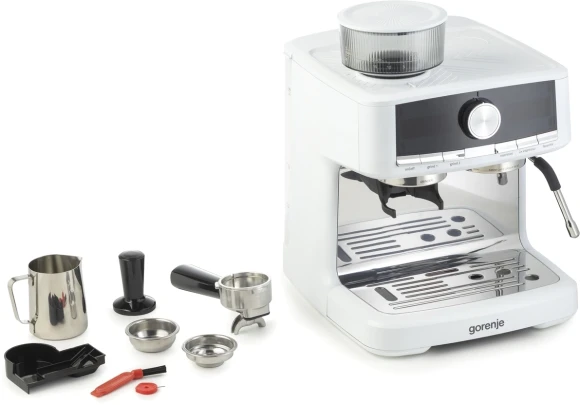 Кофеварка рожковая Gorenje GSACM20W 1550Вт белый/черный Кофеварка рожковая Gorenje GSACM20W 1550Вт белый/черный