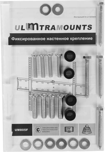 Кронштейн для телевизора Ultramounts UM805F черный 37"-70" макс.40кг настенный фиксированный Кронштейн для телевизора Ultramounts UM805F черный 37"-70" макс.40кг настенный фиксированный