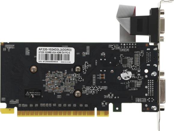 Видеокарта Afox PCI-E 2.0 AF220-1024D3L2 NVIDIA GeForce GT 220 1Gb 128bit DDR3 625/1580 DVIx1 HDMIx1 CRTx1 HDCP Ret low profile