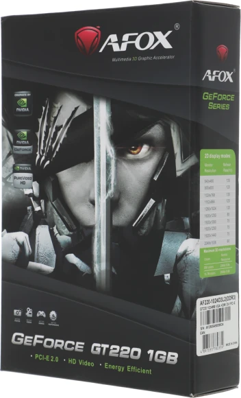 Видеокарта Afox PCI-E 2.0 AF220-1024D3L2 NVIDIA GeForce GT 220 1Gb 128bit DDR3 625/1580 DVIx1 HDMIx1 CRTx1 HDCP Ret low profile