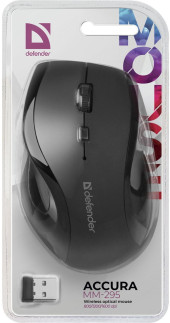 Мышь Defender Ultra MM-315 черный оптическая 1600dpi беспров. USB 5but (52315)