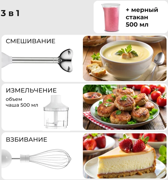 Блендер погружной Galaxy Line GL 2167 1000Вт белый/серебристый