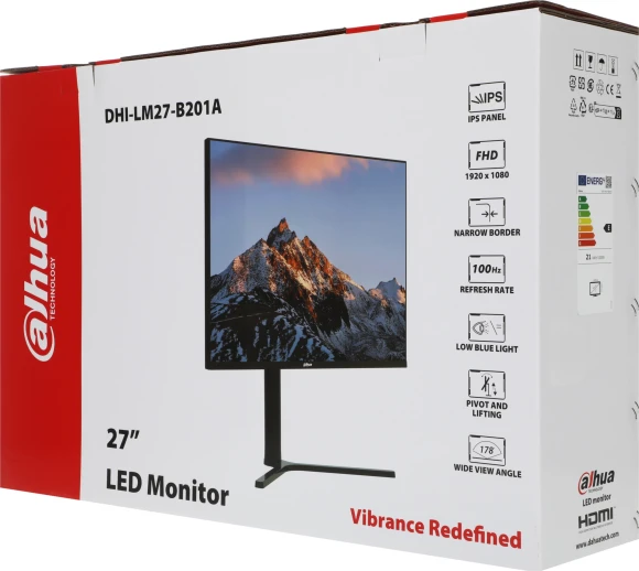 Монитор Dahua 27" DHI-LM27-B201A черный IPS LED 5ms 16:9 HDMI матовая HAS Piv 1000:1 250cd 178гр/178гр 1920x1080 100Hz VGA DP FHD 5.2кг