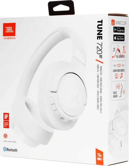 Гарнитура мониторные JBL Tune 720 BT 1.2м белый беспроводные bluetooth оголовье (JBLT720BTWHT) Гарнитура мониторные JBL Tune 720 BT 1.2м белый беспроводные bluetooth оголовье (JBLT720BTWHT)