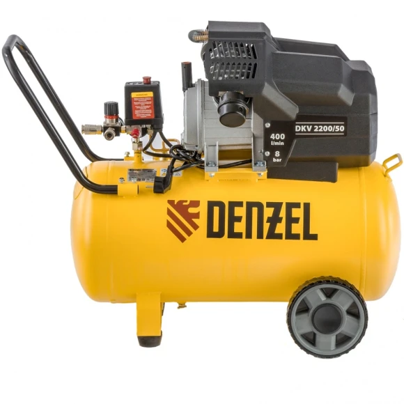 Компрессор поршневой Denzel DKV2200/50,Х-PRO масляный 400л/мин 50л 2200Вт желтый/черный
