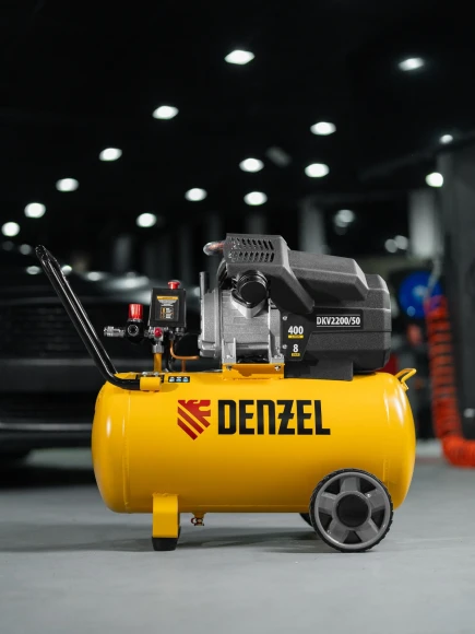 Компрессор поршневой Denzel DKV2200/50,Х-PRO масляный 400л/мин 50л 2200Вт желтый/черный