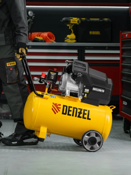 Компрессор поршневой Denzel DKV2200/50,Х-PRO масляный 400л/мин 50л 2200Вт желтый/черный