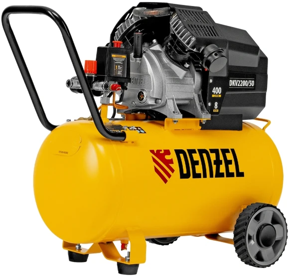 Компрессор поршневой Denzel DKV2200/50,Х-PRO масляный 400л/мин 50л 2200Вт желтый/черный
