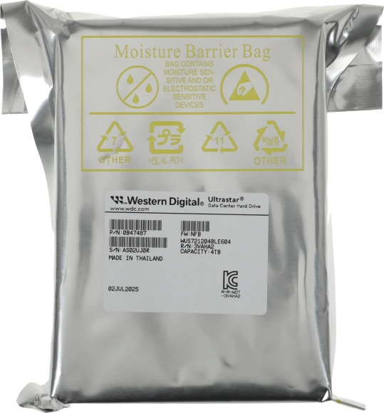 Жесткий диск WD SATA-III 4TB 0B47487 WUS721204BLE604 Ultrastar DC HA340 512E (7200rpm) 256Mb 3.5"