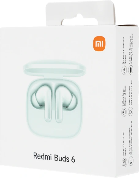 Гарнитура внутриканальные Xiaomi Redmi Buds 6 зеленый беспроводные bluetooth в ушной раковине (BHR9245GL)