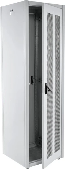 Шкаф серверный ЦМО (ШТК-Э-42.6.10-44АА) напольный 42U 600x1000мм пер.дв.перфор. задн.дв.перфор. 2 бок.пан. направл.под закл.гайки 710кг серый 915мм 95кг 180град. 1987мм IP20 сталь