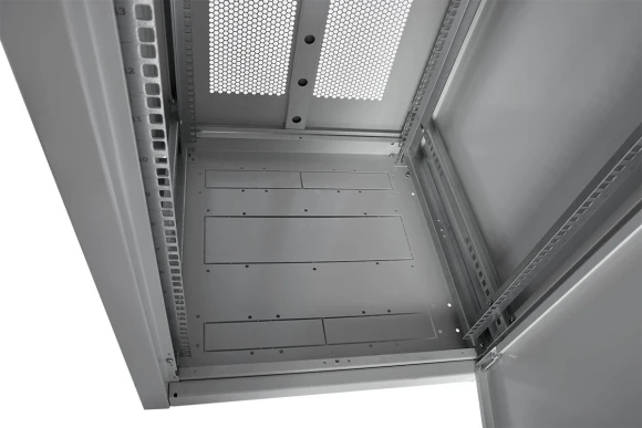 Шкаф серверный ЦМО (ШТК-Э-42.6.10-44АА) напольный 42U 600x1000мм пер.дв.перфор. задн.дв.перфор. 2 бок.пан. направл.под закл.гайки 710кг серый 915мм 95кг 180град. 1987мм IP20 сталь
