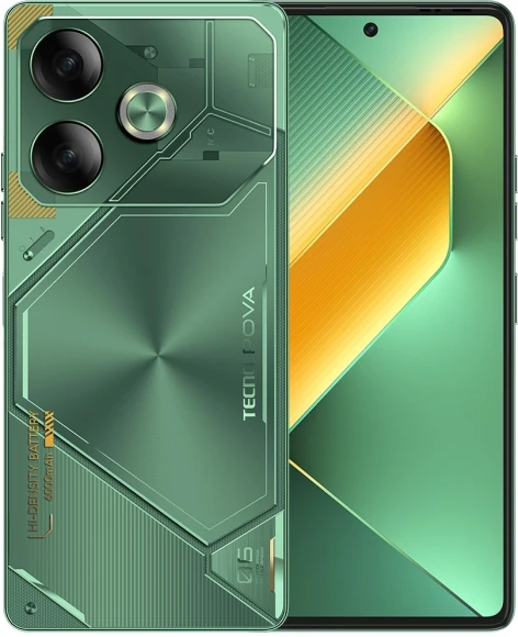Смартфон Tecno Pova 6 256Gb 8Gb зеленый моноблок 3G 4G 2Sim 6.8" 1080x2460 Android 14 108Mpix 802.11 a/b/g/n/ac NFC GPS GSM900/1800 Protect FM