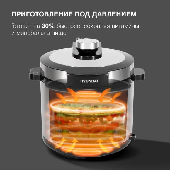 Мультиварка-скороварка Hyundai HYMC-2402 6л 1200Вт серебристый/черный Мультиварка-скороварка Hyundai HYMC-2402 6л 1200Вт серебристый/черный
