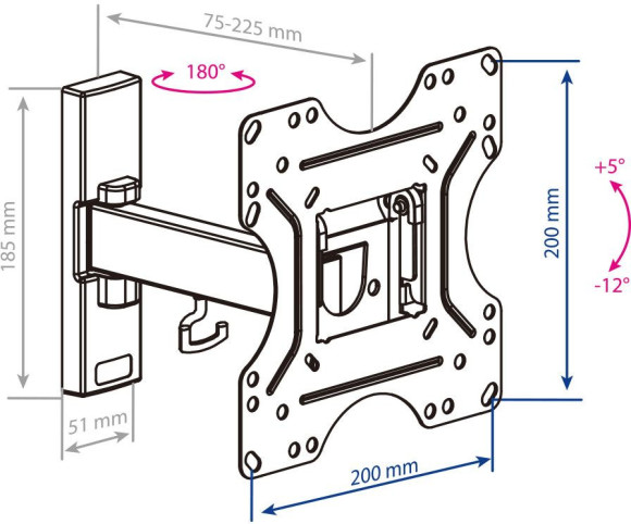 Кронштейн для телевизора Kromax OPTIMA-213 черный 20"-43" макс.30кг настенный поворот и наклон Кронштейн для телевизора Kromax OPTIMA-213 черный 20"-43" макс.30кг настенный поворот и наклон