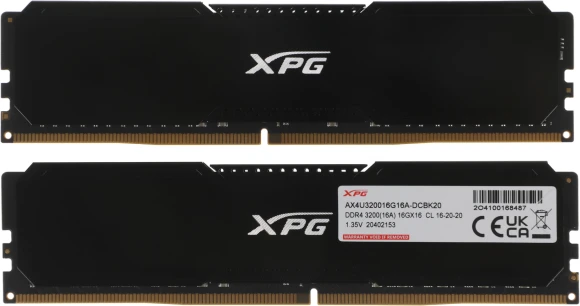 Память DDR4 2x8GB 3200MHz A-Data AX4U32008G16A-DCBK20 RTL Gaming PC4-25600 CL16 DIMM 288-pin 1.35В kit с радиатором Ret
