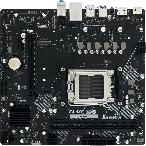 Материнская плата Biostar B650MS2-E SocketAM5 AMD B650 2xDDR5 mATX AC`97 8ch(7.1) 2.5Gg RAID+HDMI+DP