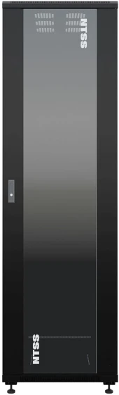 Шкаф серверный NTSS Премиум (NTSS-R42U80100GS-BL) напольный 42U 800x1000мм пер.дв.стекл металл 900кг черный 910мм 160кг 1987мм IP20 сталь