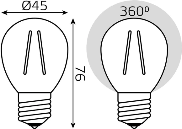 Лампа филам. Gauss Filament 10Вт цок.:E27 шар 220B св.свеч.бел.теп. (упак.:1шт) (52210)