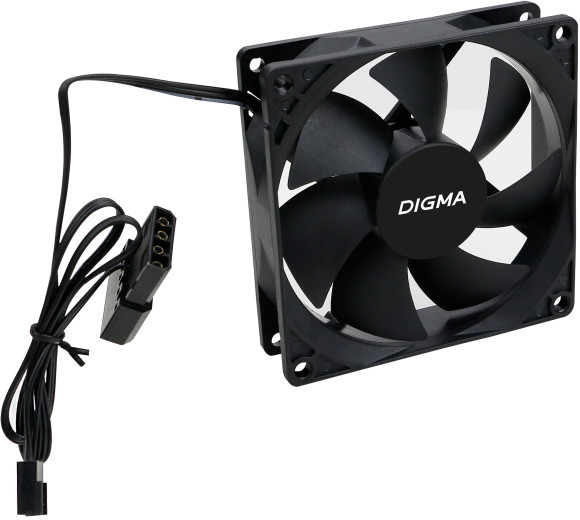 Вентилятор для корпуса Digma DFAN-90 90х90x25 черный 3-pin 4-pin (Molex) 23дБ Ret Вентилятор для корпуса Digma DFAN-90 90х90x25 черный 3-pin 4-pin (Molex) 23дБ Ret