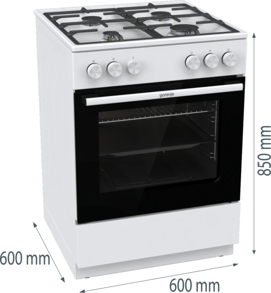 Плита Газовая Gorenje GG6A10WFFM белый (без крышки) реш.сталь