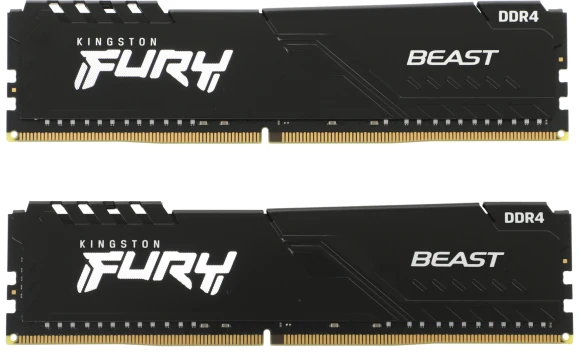 Память DDR4 2x32Gb 3200MHz Kingston KF432C16BBK2/64 Fury Beast Black RTL Gaming PC4-25600 CL16 DIMM 288-pin 1.35В dual rank с радиатором Ret